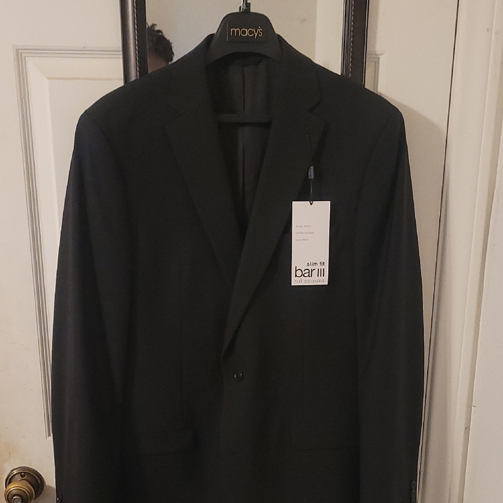 Never worn. Bar III Black Suit Jacket Classic Formal Style